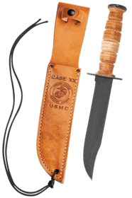 Case Knives USMC 7" Clip Point Fixed Blade Knife with leather sheath